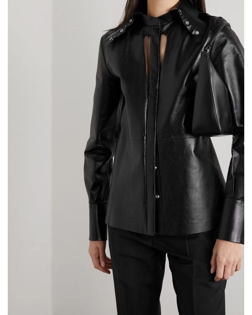 Givenchy Black Cutout Leather Blouse