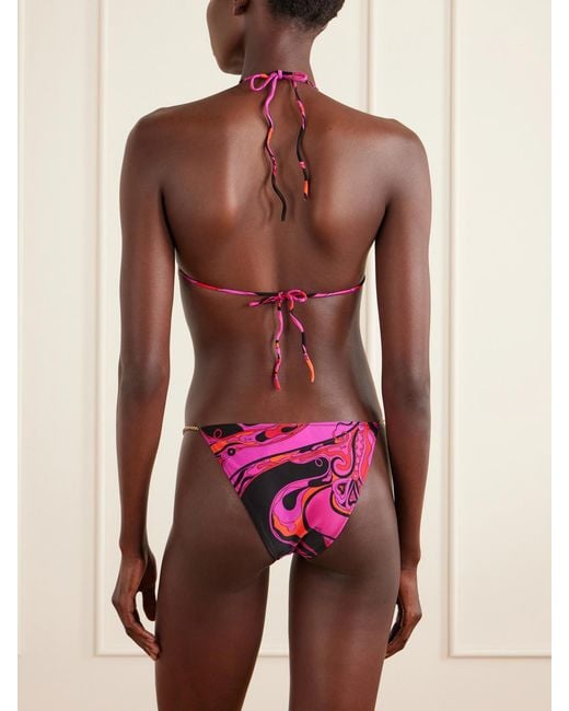 Emilio Pucci Pink Printed Triangle Bikini Top