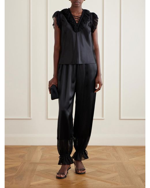 Ulla Johnson Black Ilyana Ruffled Silk Blouse