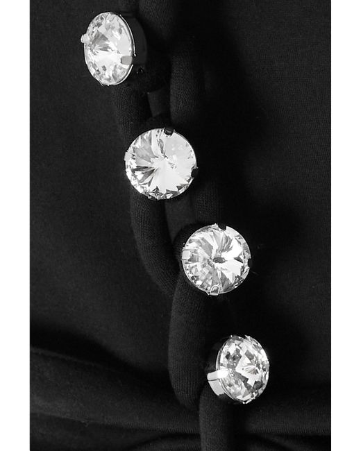 Area Black Embellished Cutout Stretch-Jersey Bodysuit