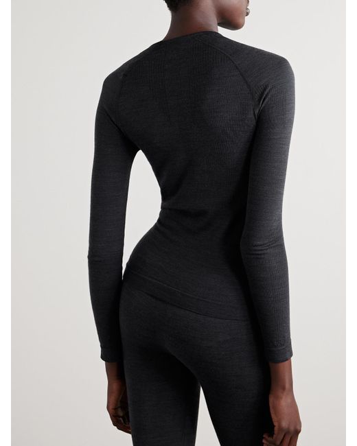 Falke Black Wool-Blend Top