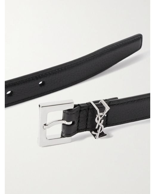 Saint Laurent Black Cassandre Leather Belt