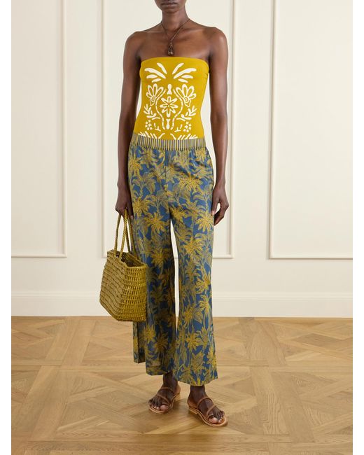 Eres Blue Itinerant Printed Cotton-Voile Straight-Leg Pants