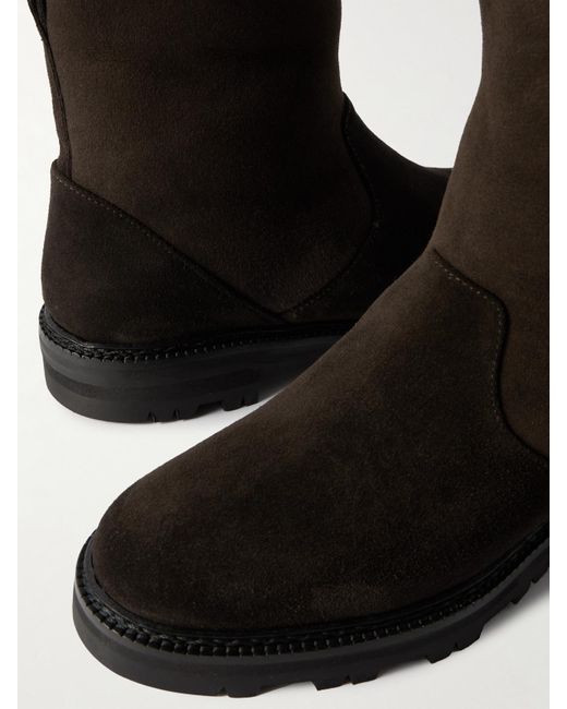 Manolo Blahnik Black Tomosa Ankle Boots Aus Veloursleder Mit Shearling-Futter