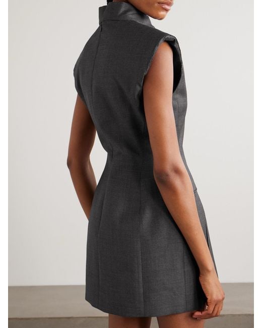 Givenchy Black Frayed Wool-Twill Mini Dress