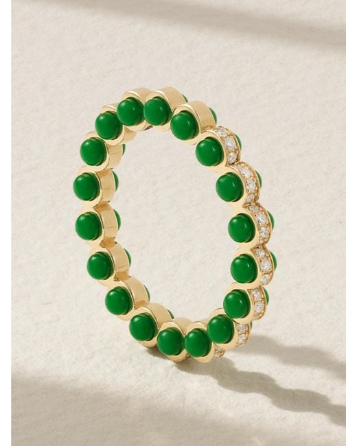 L'Atelier Nawbar Green Atoms 18-Karat Diamond And Enamel Ring