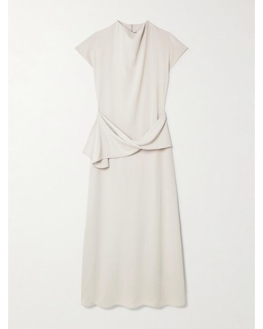 TOVE White Clem Draped Crepe Maxi Dress