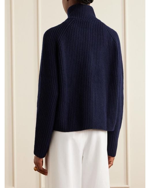 Lisa Yang Blue Sadie Ribbed Cashmere Cardigan