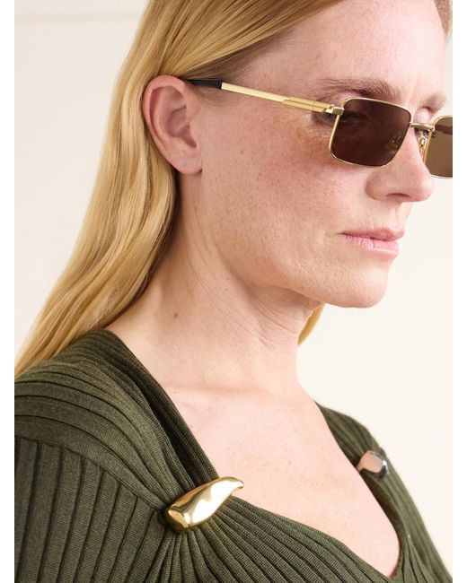 Bottega Veneta Natural Square-Frame-Tone Metal Sunglasses