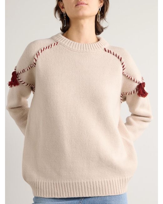 Fortela Natural Pullover Aus Einer Woll-Kaschmirmischung Mit Troddeln