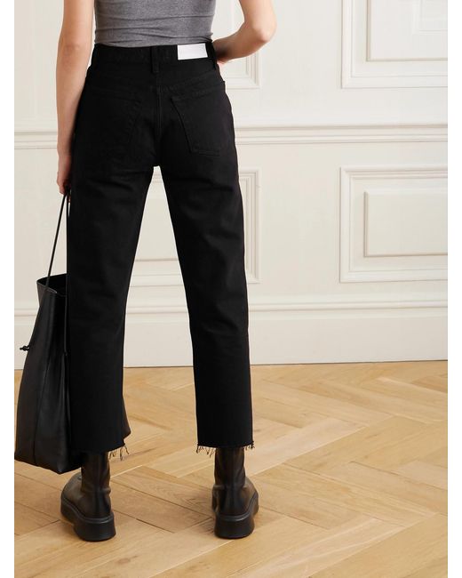 Re/done Black 70S High Rise Stove Pipe Straight-Leg Jeans