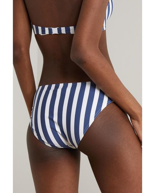 Eres Blue Samba Vida Eyelet-Embellished Striped Bikini Briefs