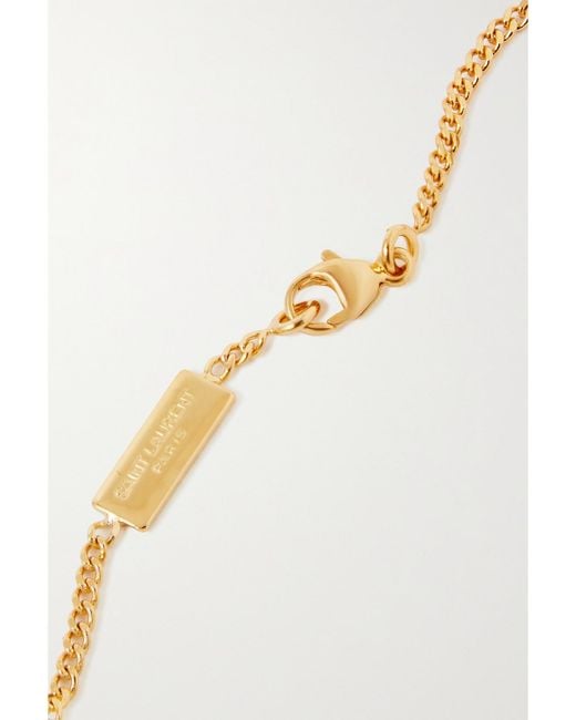 Saint Laurent White Crystal-Embellished-Tone Bracelet