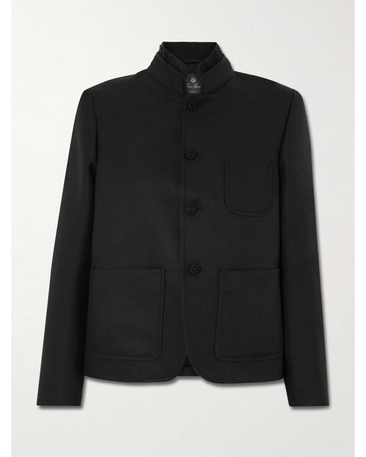 Loro Piana Black Spagna Bead-Embellished Wool And Silk-Blend Jacket
