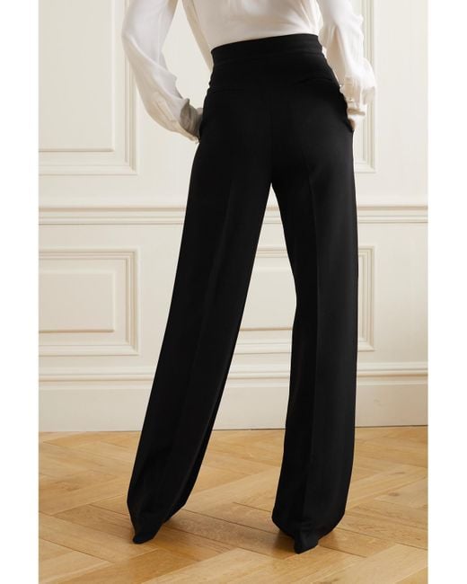 Another Tomorrow Black Net Sustain Stretch-Merino Wool Wide-Leg Pants