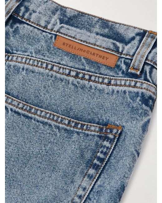 Stella McCartney Blue Halbhohe Jeans Mit Weitem Bein Und Kristallen