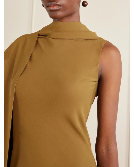 Cortana Natural Galea One-Shoulder Silk-Chiffon Maxi Dress