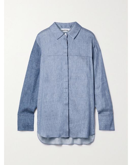 Partow Blue Juliette Two-Tone Chambray Shirt