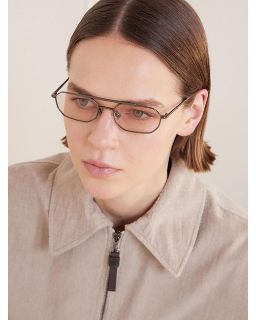 Brunello Cucinelli Natural Aviator-Style Titanium Optical Glasses