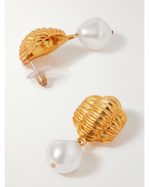 Jennifer Behr White Asha-Plated Pearl-Like Earrings