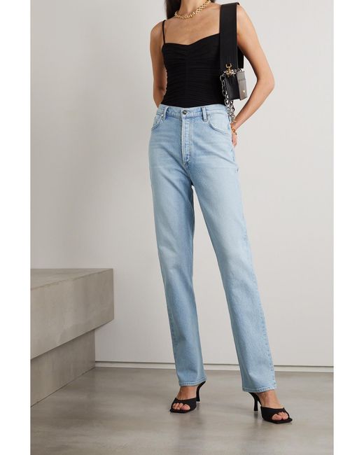 Goldsign Blue Net Sustain Lawler High-Rise Straight-Leg Organic Jeans