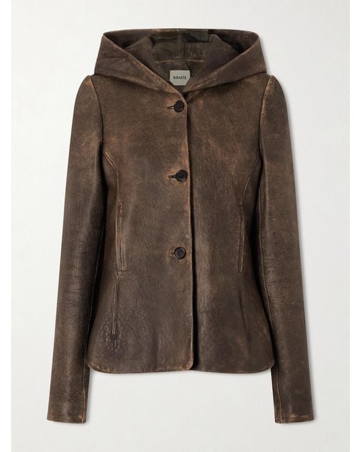 Khaite Green June Hooded Leather Jacket