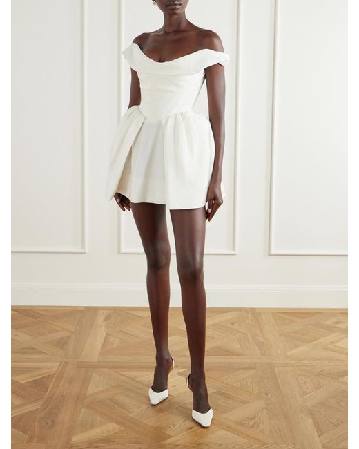 Vivienne Westwood Natural Bagatelle Off-The-Shoulder Gathered Faille Mini Dress