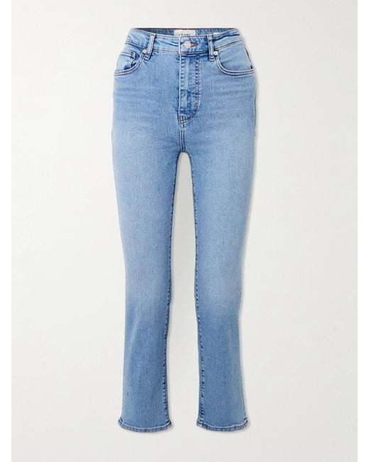 FRAME Blue The Pencil Cropped High-Rise Skinny Jeans