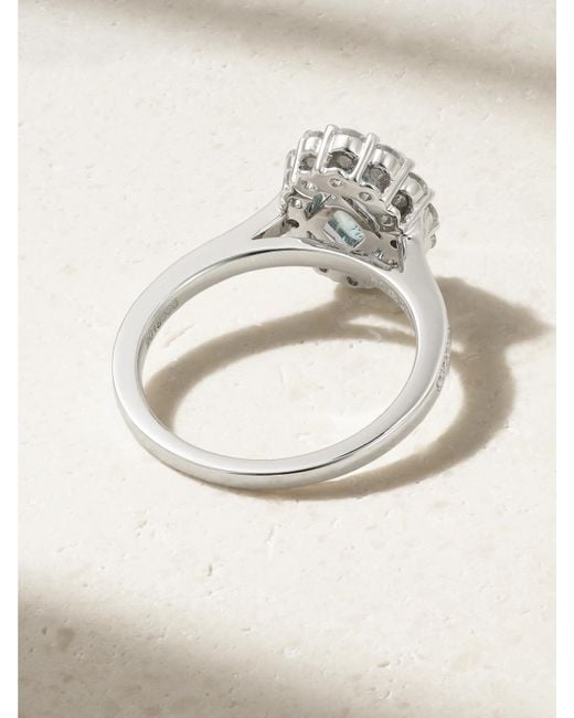 Garrard Natural 1735 Platinum, Aquamarine And Diamond Ring