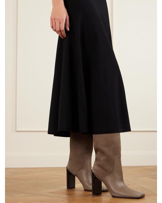 Alaïa Brown Kniehohe Stiefel Aus Nubukleder Und Leder