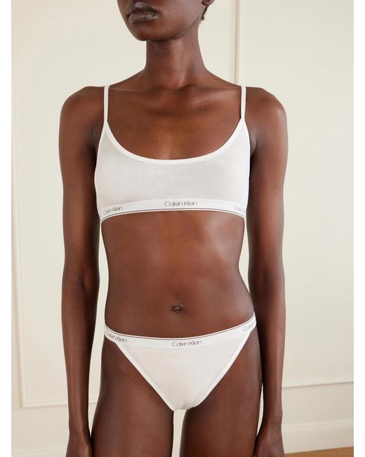 Calvin Klein White Sienna Cotton-Blend Balconette Bra