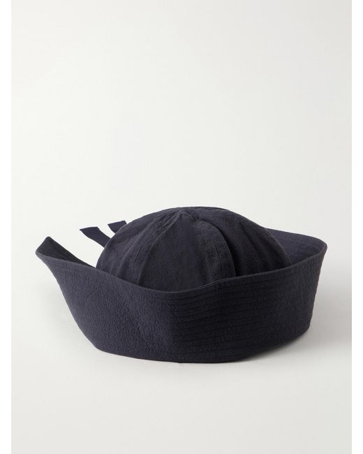 Les Vacances d'Irina Blue Sailor Grosgrain-Trimmed Cotton Sailor Hat