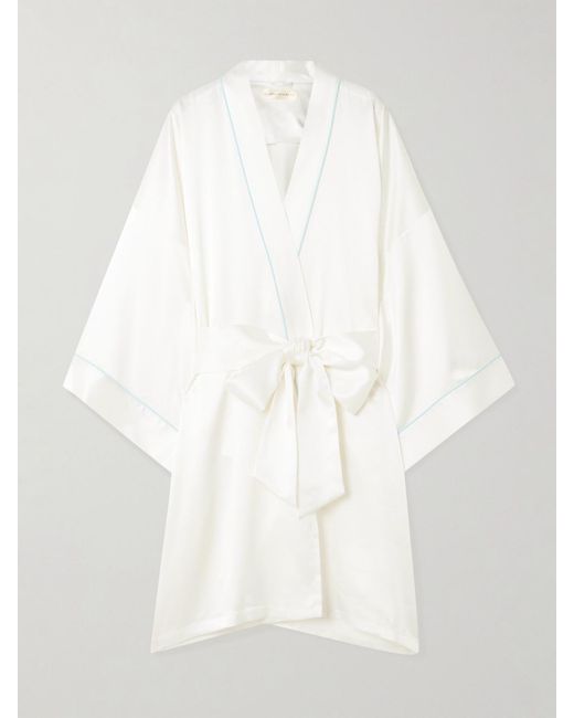 Olivia Von Halle White Mimi Silk-Satin Robe