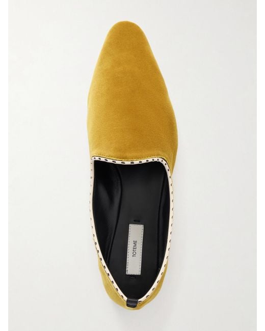 Totême Yellow Leather-Trimmed Velvet Slippers