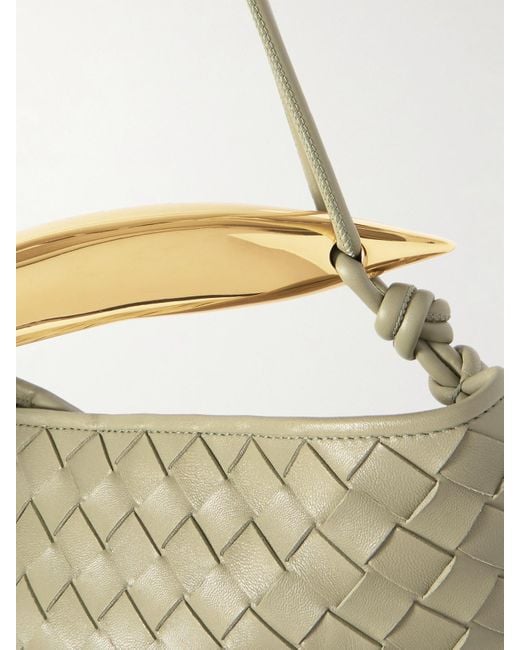 Bottega Veneta Gray Sardine Medium Intrecciato Leather Shoulder Bag