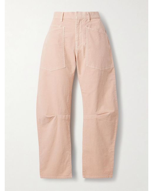 Nili Lotan Natural Shon Cotton-Blend Corduroy Tapered Pants