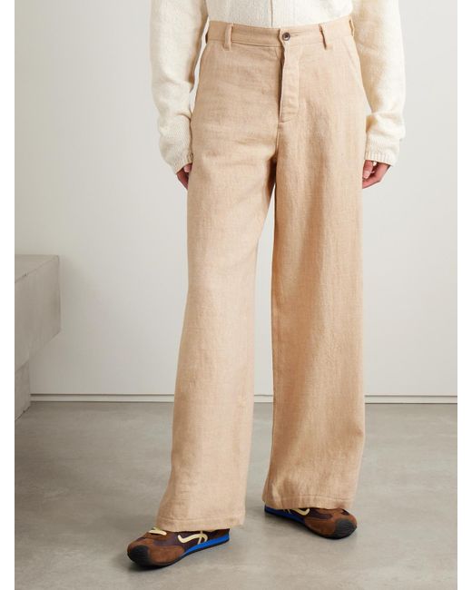 The Elder Statesman Natural Hose Mit Weitem Bein Aus Einer Mischung Aus Leinen, Wolle, Seide Und Kaschmir