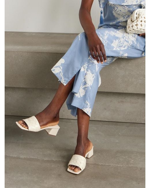 Bottega Veneta Natural Riva Intrecciato Leather Mules