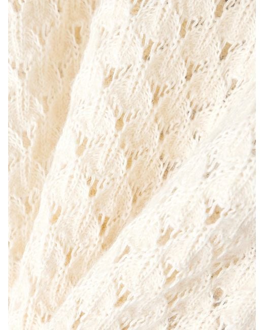 Chloé Natural Lace-Trimmed Cotton, Alpaca And Silk-Blend Polo Sweater