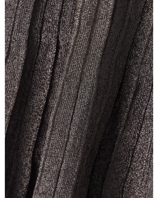 Adam Lippes Gray Metallic Ribbed-Knit Maxi Skirt