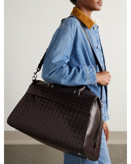 Sac De Week-End En Cuir Intrecciato Bottega Veneta en coloris Black