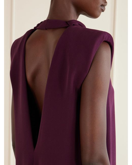 Valentino Garavani Purple Draped Silk-Cady Turtleneck Mini Dress