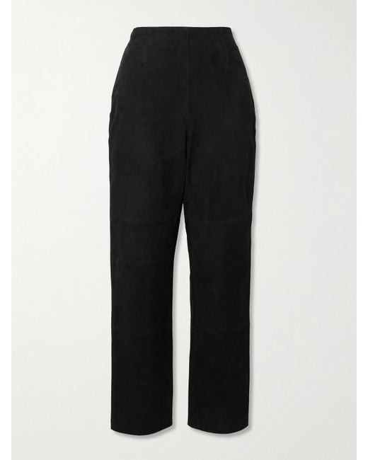 Rohe Black Suede Straight-Leg Pants