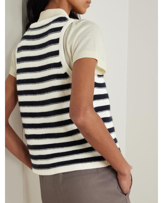 Allude Blue Weste Aus Gestreiftem Kaschmir