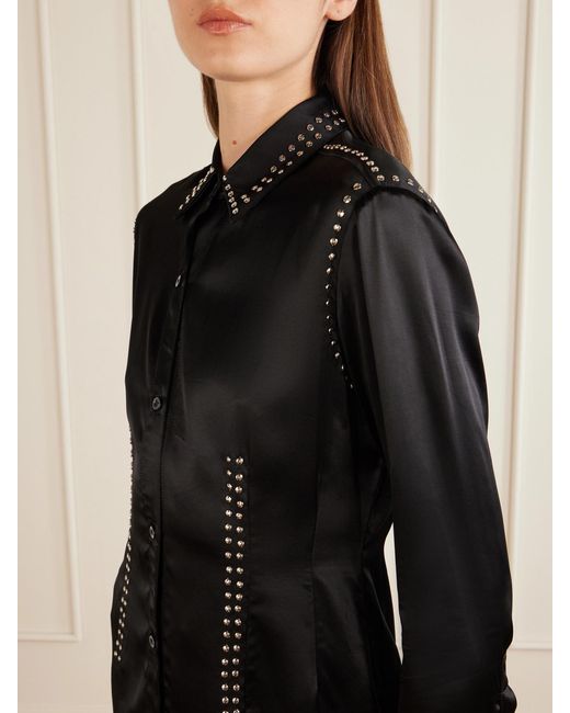 Wales Bonner Black Mystic Studded Satin Shirt