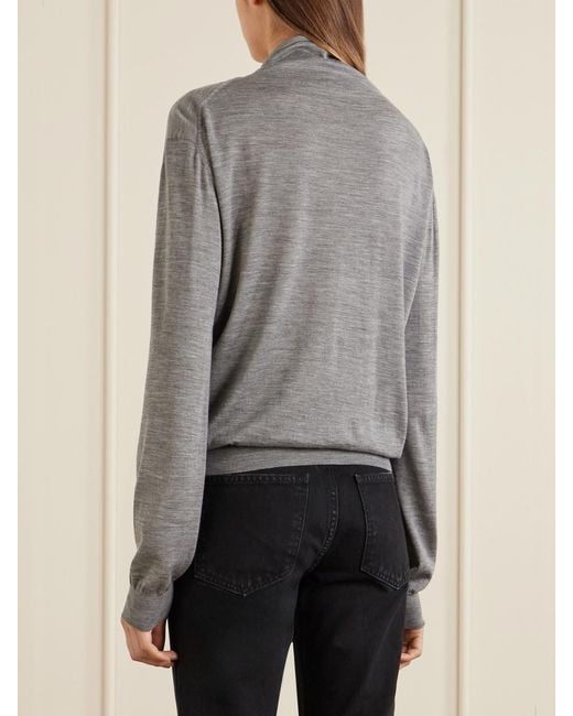 Khaite Gray Annette Merino Wool Turtleneck Sweater