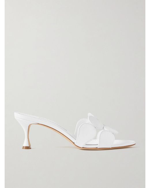 Manolo Blahnik White Haribalmu 50 Leather Mules