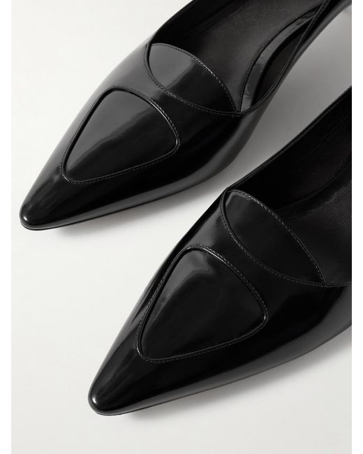The Row Black Viv Glossed-Leather Pumps