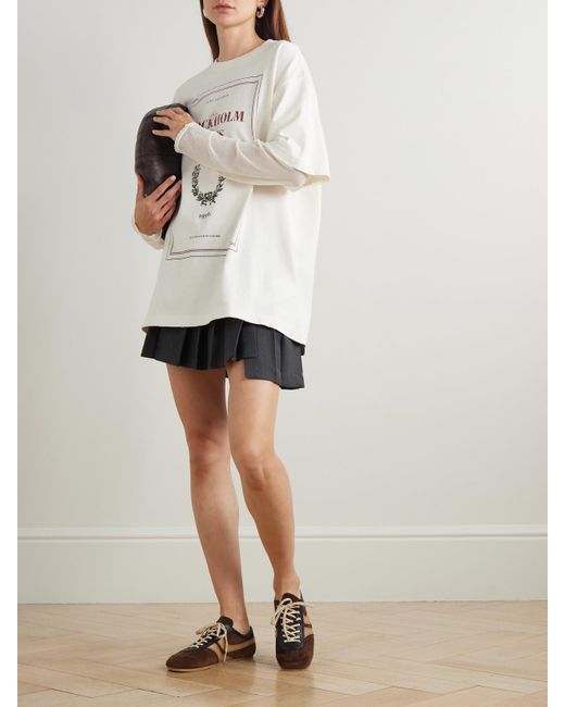 Acne Natural Mehrlagiges T-Shirt Aus Baumwoll-Jersey Mit Mesh-Besätzen