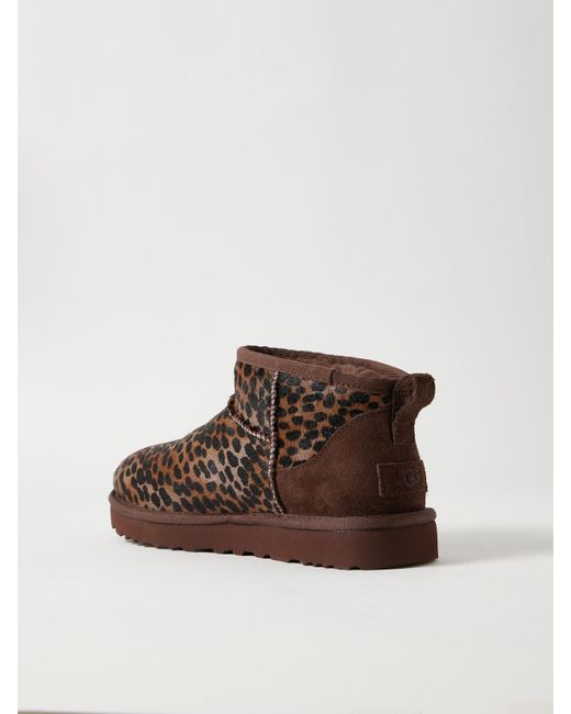 Ugg Brown Classic Ultra Mini Caspian Leopard-Print Calf Hair Boots